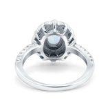 Halo Vintage Style Art Deco Solitaire Accent Oval Wedding Engagement Ring Simulated Cubic Zirconia 925 Sterling Silver