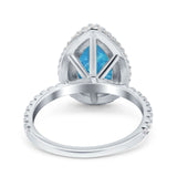 Teardrop Pear Art Deco Vintage Engagement Ring Round Simulated Cubic Zirconia 925 Sterling Silver