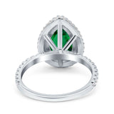 Teardrop Pear Art Deco Vintage Engagement Ring Round Simulated Cubic Zirconia 925 Sterling Silver