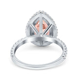 Teardrop Pear Art Deco Vintage Engagement Ring Round Simulated Cubic Zirconia 925 Sterling Silver