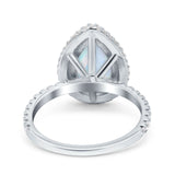 Teardrop Pear Art Deco Vintage Engagement Ring Round Simulated Cubic Zirconia 925 Sterling Silver