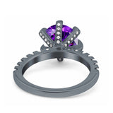 Vintage Art Deco Wedding Ring Round Simulated Cubic Zirconia 925 Sterling Silver