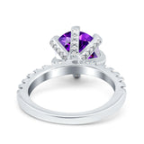 Vintage Art Deco Wedding Ring Round Simulated Cubic Zirconia 925 Sterling Silver