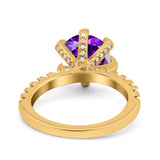 Vintage Art Deco Wedding Ring Round Simulated Cubic Zirconia 925 Sterling Silver