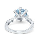 Vintage Art Deco Wedding Ring Round Simulated Cubic Zirconia 925 Sterling Silver