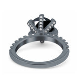 Vintage Art Deco Wedding Ring Round Simulated Cubic Zirconia 925 Sterling Silver