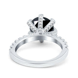 Vintage Art Deco Wedding Ring Round Simulated Cubic Zirconia 925 Sterling Silver