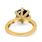 Vintage Art Deco Wedding Ring Round Simulated Cubic Zirconia 925 Sterling Silver