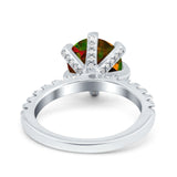 Vintage Art Deco Wedding Ring Round Simulated Cubic Zirconia 925 Sterling Silver