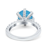 Vintage Art Deco Wedding Ring Round Simulated Cubic Zirconia 925 Sterling Silver