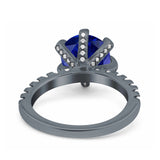 Vintage Art Deco Wedding Ring Round Simulated Cubic Zirconia 925 Sterling Silver