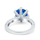 Vintage Art Deco Wedding Ring Round Simulated Cubic Zirconia 925 Sterling Silver