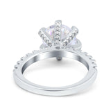 Vintage Art Deco Wedding Ring Round Simulated Cubic Zirconia 925 Sterling Silver