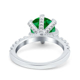 Vintage Art Deco Wedding Ring Round Simulated Cubic Zirconia 925 Sterling Silver