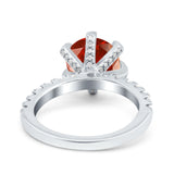 Vintage Art Deco Wedding Ring Round Simulated Cubic Zirconia 925 Sterling Silver