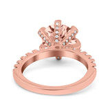 Vintage Art Deco Wedding Ring Round Simulated Cubic Zirconia 925 Sterling Silver