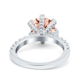 Vintage Art Deco Wedding Ring Round Simulated Cubic Zirconia 925 Sterling Silver