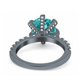 Vintage Art Deco Wedding Ring Round Simulated Cubic Zirconia 925 Sterling Silver