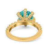 Vintage Art Deco Wedding Ring Round Simulated Cubic Zirconia 925 Sterling Silver