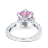 Vintage Art Deco Wedding Ring Round Simulated Cubic Zirconia 925 Sterling Silver