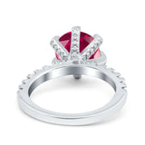 Vintage Art Deco Wedding Ring Round Simulated Cubic Zirconia 925 Sterling Silver