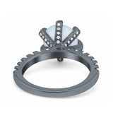 Vintage Art Deco Wedding Ring Round Simulated Cubic Zirconia 925 Sterling Silver