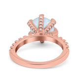 Vintage Art Deco Wedding Ring Round Simulated Cubic Zirconia 925 Sterling Silver