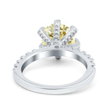 Vintage Art Deco Wedding Ring Round Simulated Cubic Zirconia 925 Sterling Silver