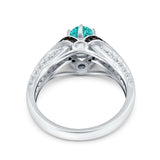 Art Deco Oval Engagement Ring Black Simulated Cubic Zirconia 925 Sterling Silver