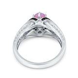 Art Deco Oval Engagement Ring Black Simulated Cubic Zirconia 925 Sterling Silver