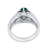 Art Deco Oval Engagement Ring Black Simulated Cubic Zirconia 925 Sterling Silver