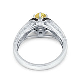 Art Deco Oval Engagement Ring Black Simulated Cubic Zirconia 925 Sterling Silver