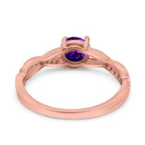 Art Deco Wedding Engagement Ring Round Simulated Cubic Zirconia 925 Sterling Silver