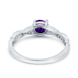 Art Deco Wedding Engagement Ring Round Simulated Cubic Zirconia 925 Sterling Silver