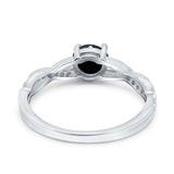 Art Deco Wedding Engagement Ring Round Simulated Cubic Zirconia 925 Sterling Silver