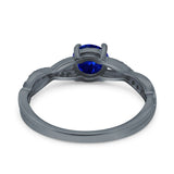 Art Deco Wedding Engagement Ring Round Simulated Cubic Zirconia 925 Sterling Silver