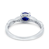 Art Deco Wedding Engagement Ring Round Simulated Cubic Zirconia 925 Sterling Silver