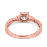 Art Deco Wedding Engagement Ring Round Simulated Cubic Zirconia 925 Sterling Silver