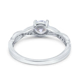Art Deco Wedding Engagement Ring Round Simulated Cubic Zirconia 925 Sterling Silver