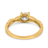 Art Deco Wedding Engagement Ring Round Simulated Cubic Zirconia 925 Sterling Silver