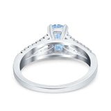 Split Shank Halo Oval Wedding Engagement Ring Round Black Simulated Cubic Zirconia 925 Sterling Silver