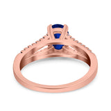 Split Shank Halo Oval Wedding Engagement Ring Round Black Simulated Cubic Zirconia 925 Sterling Silver