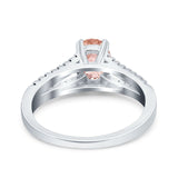 Split Shank Halo Oval Wedding Engagement Ring Round Black Simulated Cubic Zirconia 925 Sterling Silver