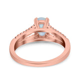 Split Shank Halo Oval Wedding Engagement Ring Round Black Simulated Cubic Zirconia 925 Sterling Silver