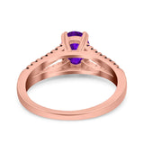 Split Shank Halo Oval Wedding Engagement Ring Round Black Simulated Cubic Zirconia 925 Sterling Silver