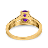 Split Shank Halo Oval Wedding Engagement Ring Round Black Simulated Cubic Zirconia 925 Sterling Silver