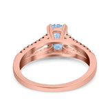 Split Shank Halo Oval Wedding Engagement Ring Round Black Simulated Cubic Zirconia 925 Sterling Silver