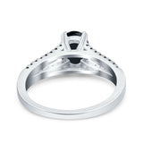 Split Shank Halo Oval Wedding Engagement Ring Round Black Simulated Cubic Zirconia 925 Sterling Silver