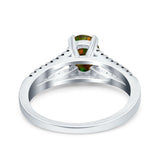 Split Shank Halo Oval Wedding Engagement Ring Round Black Simulated Cubic Zirconia 925 Sterling Silver