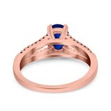 Split Shank Halo Oval Wedding Engagement Ring Round Black Simulated Cubic Zirconia 925 Sterling Silver